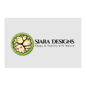 Circular floral logo with green background